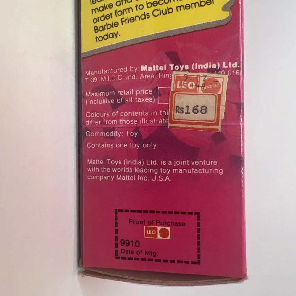 1993 Barbie in India #9910 Blonde Yellow Sari LEO Mattel NIB Vintage